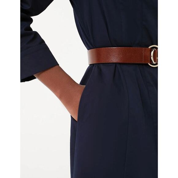 Tuckernuck New Briana Dress Midi Button Down Long Sleeves Dark Navy Size Large - Picture 2 of 15